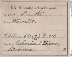Etiketten zu Wavellit (NHMW-MIN-Aa465)